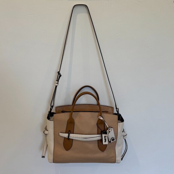 Coach Two-Toned Leather Satchel with Detachable Strap - Picture 5 of 16